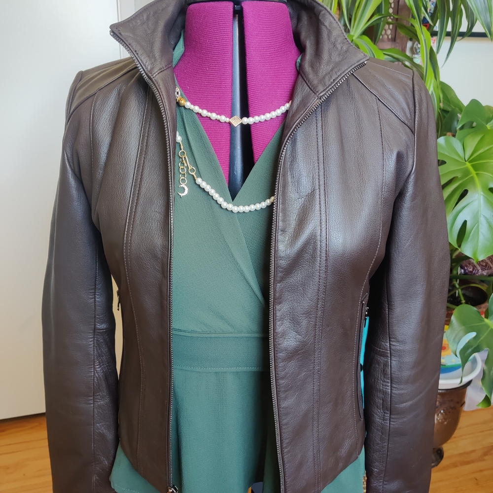 Kenneth Cole Dark Brown Leather Jacket